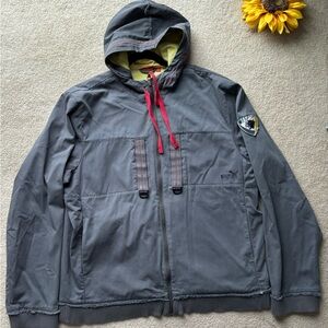 Puma Jamaica Hooded Windbreaker Jacket Gray Men XXL Streetwear